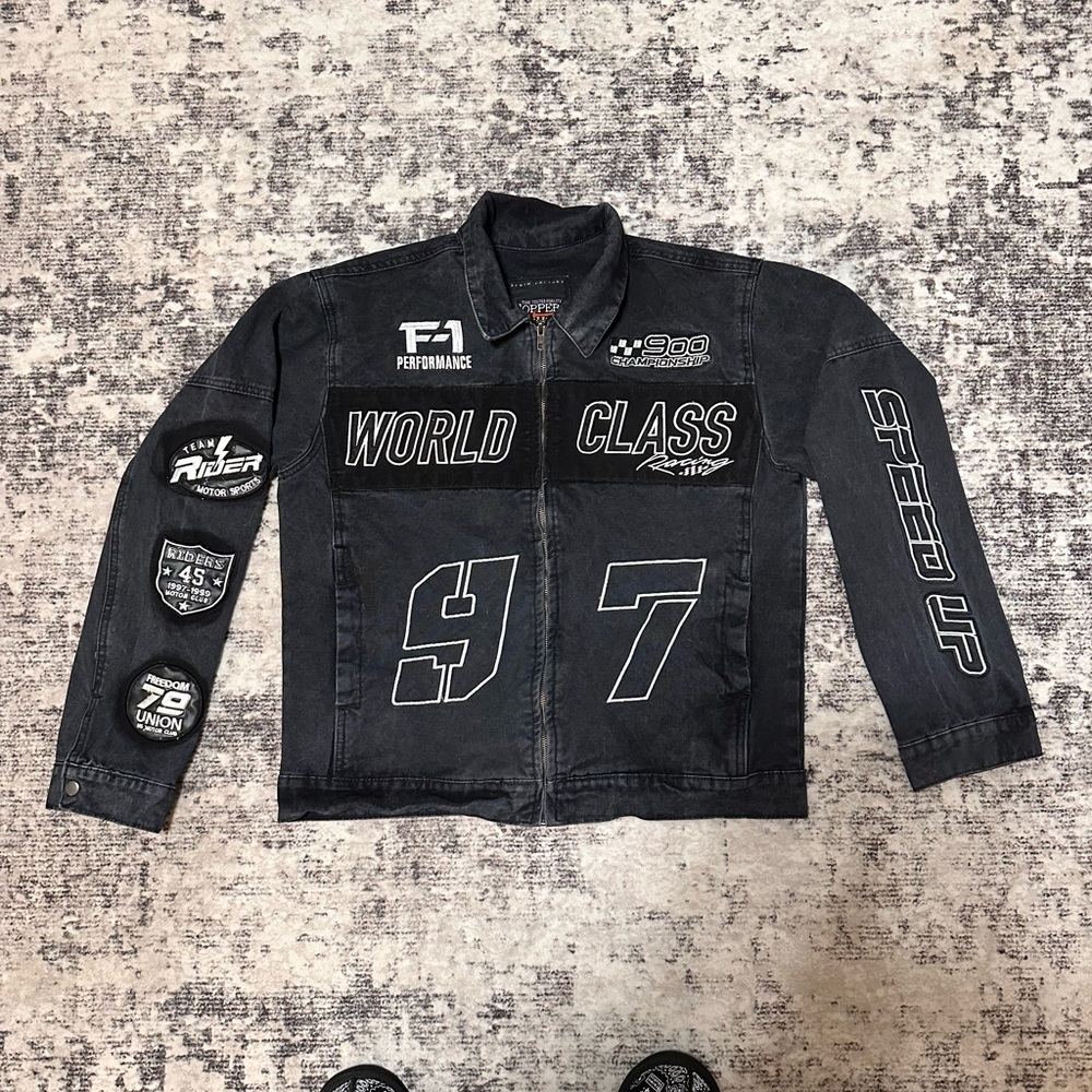 Men's Black Graphic Denim Jacket